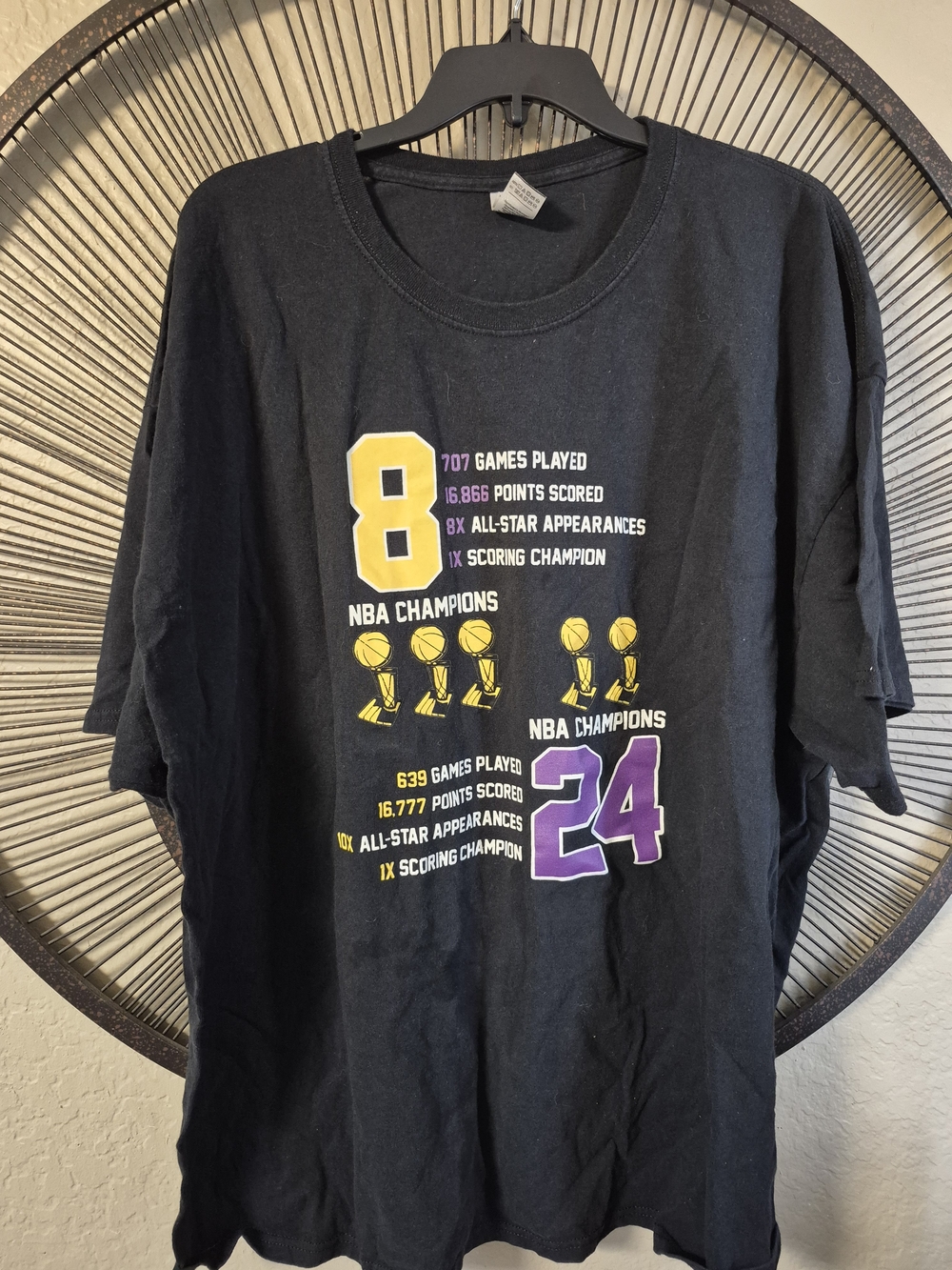 Black NBA Champion Tribute Tee with Yellow & Purple Accents